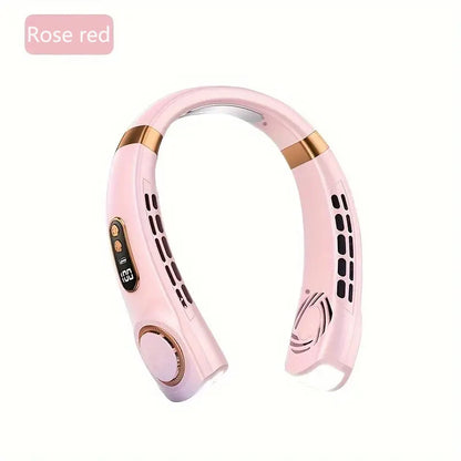 Portable ice ceramic neck fan with bladeless neck cooler, personal wearable fan, 5-speed with night light, 360 ° cooling airflow