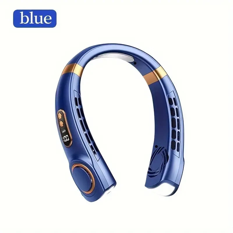 Portable ice ceramic neck fan with bladeless neck cooler, personal wearable fan, 5-speed with night light, 360 ° cooling airflow