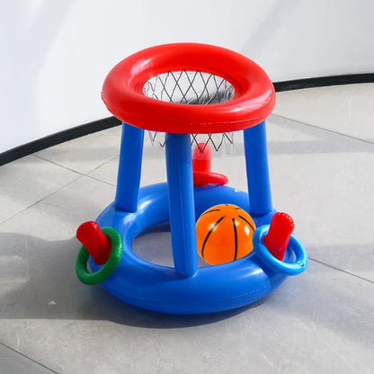 Inflatable Pool Floats Basketball Hoop & Ring Game, Swimming Pool Games for Adults and Family, Outdoor Party Poolside Water Toy