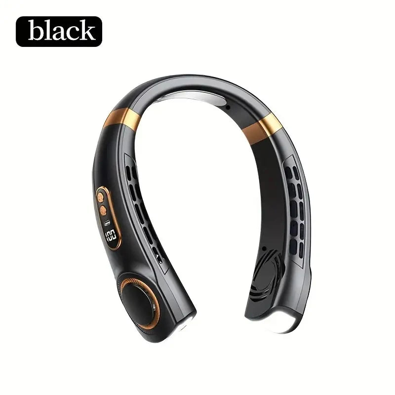 Portable ice ceramic neck fan with bladeless neck cooler, personal wearable fan, 5-speed with night light, 360 ° cooling airflow