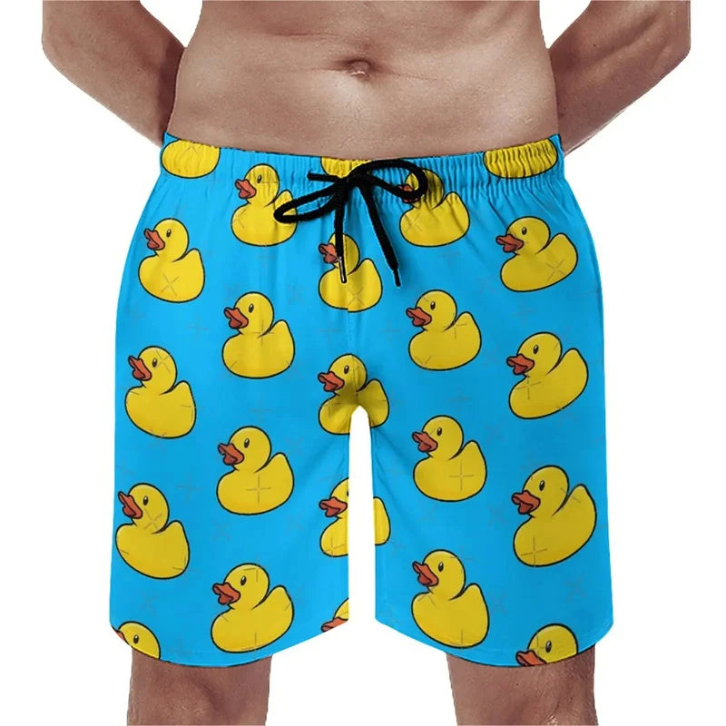 Summer New 3D Cute Animal Yellow Duck Printed Beach Shorts For Men Kid Funny Streetwear Swimming Trunks Fashion Cool Short Pants