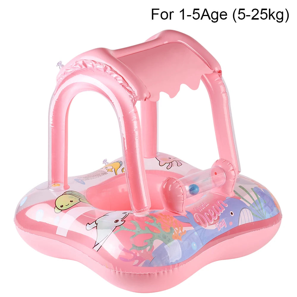 1pc Pool floats with canopy for Kids, Toddler Infant Pool Float for Baby,Swimming Ring Floaties for Pool,Beach Toys for Party