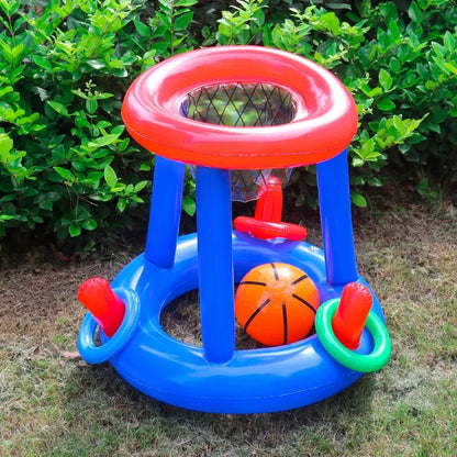 Inflatable Pool Floats Basketball Hoop & Ring Game, Swimming Pool Games for Adults and Family, Outdoor Party Poolside Water Toy