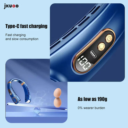 Portable ice ceramic neck fan with bladeless neck cooler, personal wearable fan, 5-speed with night light, 360 ° cooling airflow