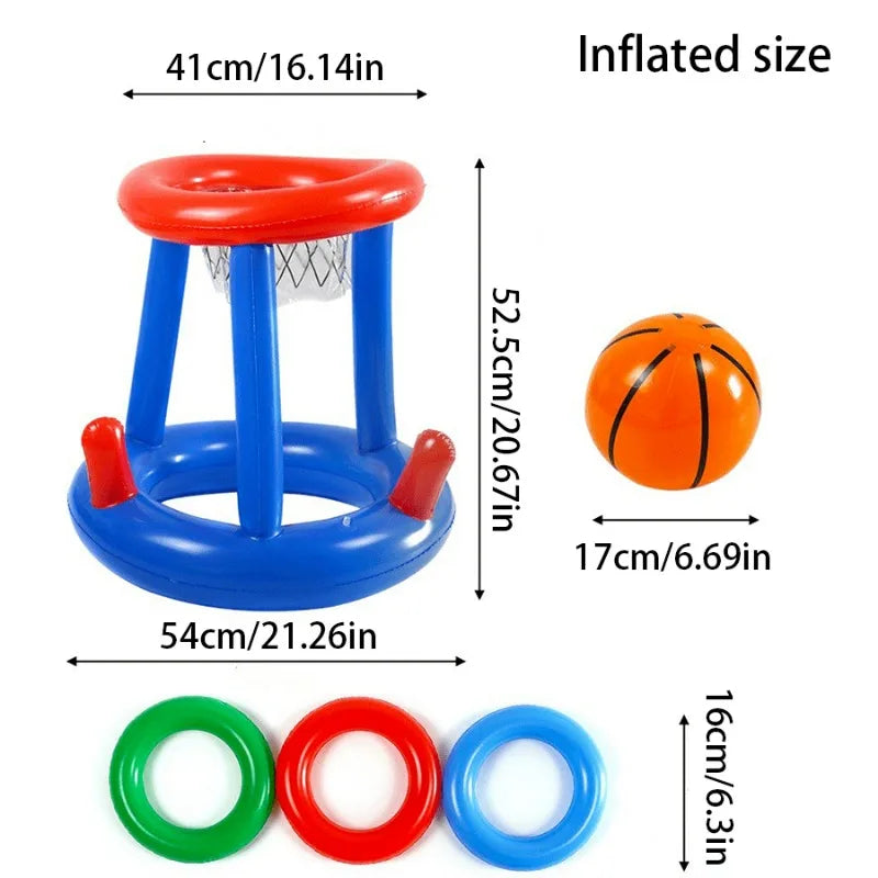 Inflatable Pool Floats Basketball Hoop & Ring Game, Swimming Pool Games for Adults and Family, Outdoor Party Poolside Water Toy