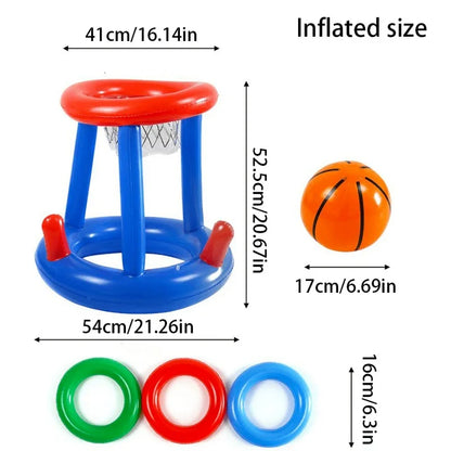 Inflatable Pool Floats Basketball Hoop & Ring Game, Swimming Pool Games for Adults and Family, Outdoor Party Poolside Water Toy