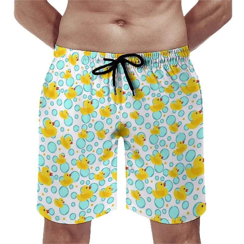 Summer New 3D Cute Animal Yellow Duck Printed Beach Shorts For Men Kid Funny Streetwear Swimming Trunks Fashion Cool Short Pants